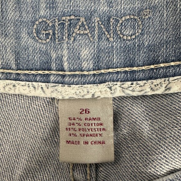 Gitano Womens Capri Jeans Plus Size 26 Embroidered Feather Pocket Denim - Picture 5 of 6
